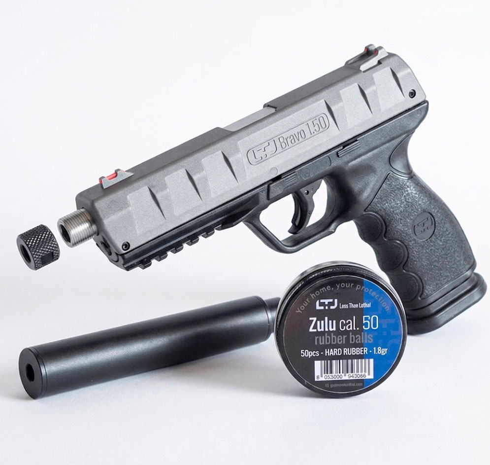 Pack-Pistolet-de-défense-LTL-Bravo-Premium-Silencieux-CO2-cal.-50-18-joules-2