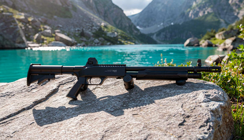 Mécanisme à pompe et rail Picatinny du fusil SG68 calibre 68