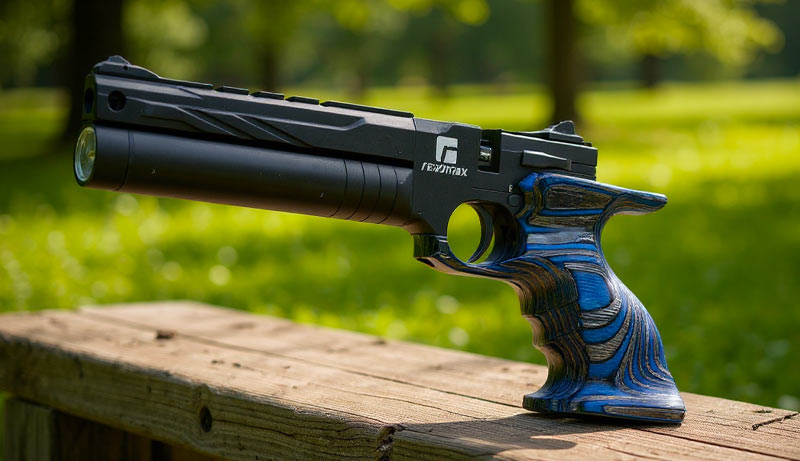 Pistolet PCP Reximex RPA bleu laminé - vue latérale
