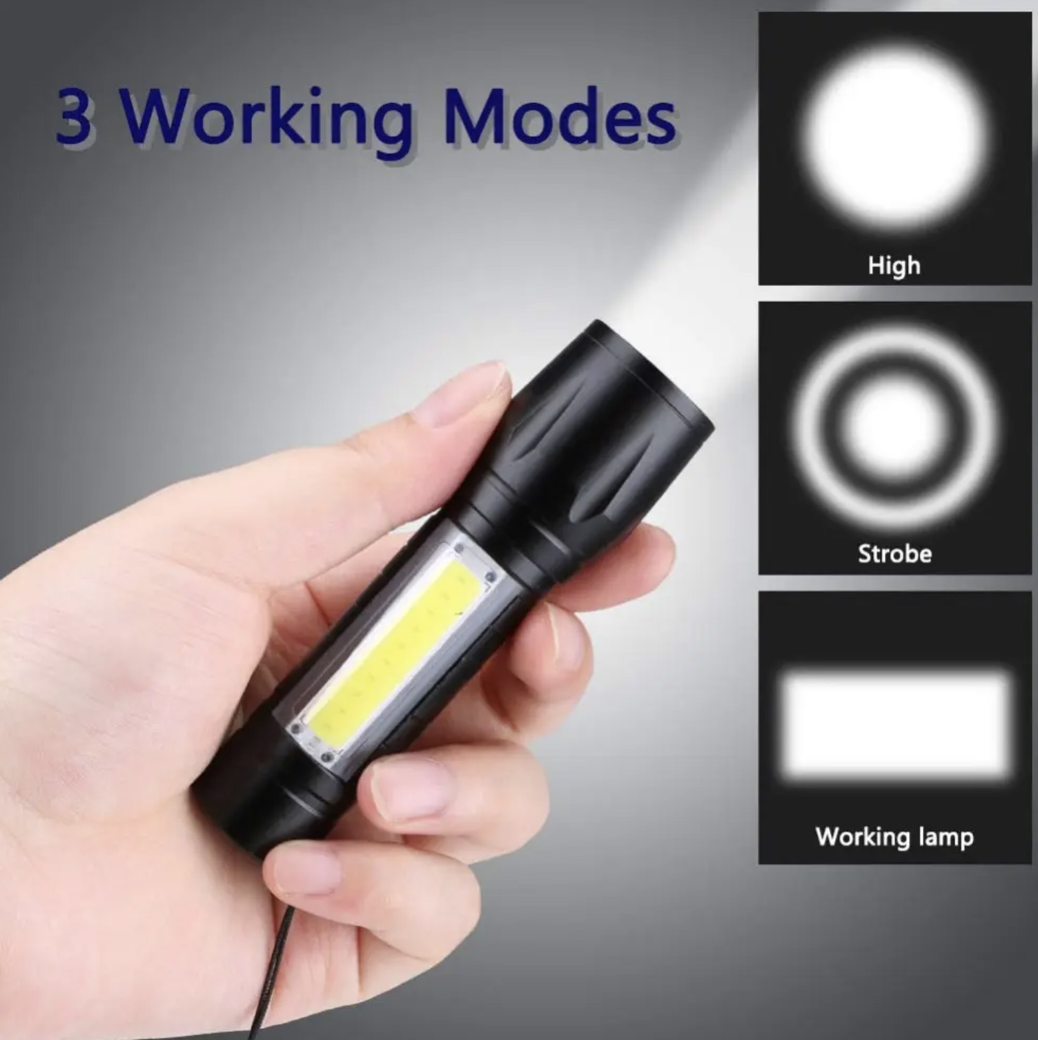 Lampe LED avec trois modes d’éclairage et zoom
