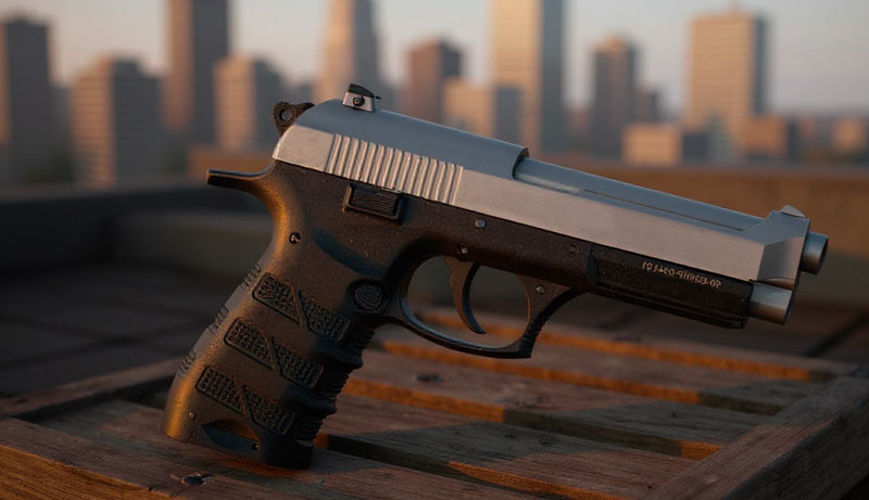 Design bicolore du Pistolet Ekol ES P92 White avec rail Picatinny