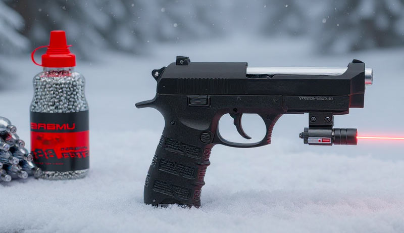 Vue latérale pistolet Ekol ES P92B full metal avec rail Picatinny