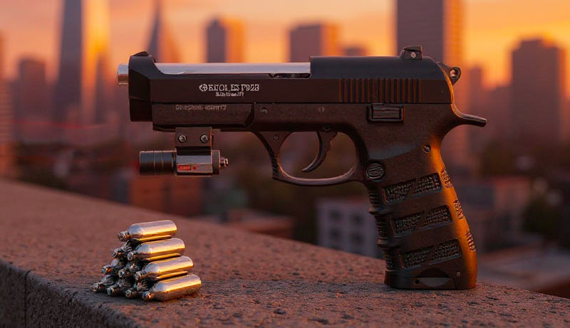 Pack pistolet Ekol ES P92B CO2 4.5mm full metal avec micro laser rouge