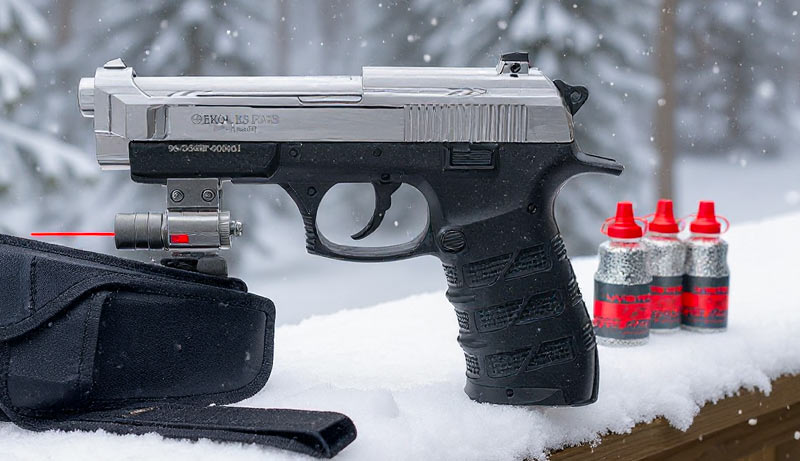 Détail latéral Ekol ES P92B Full Metal avec rail Picatinny