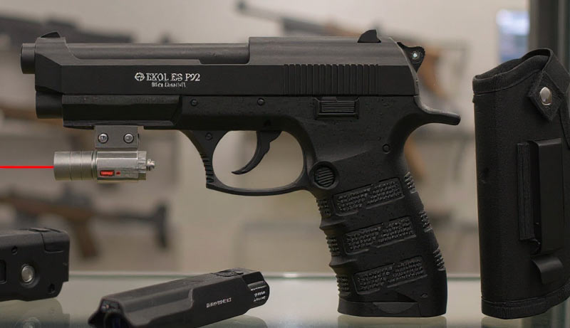 Pack Pistolet Ekol ES P92 Black CO2 Full Metal avec micro laser rouge