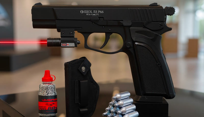 Pistolet Ekol ES P66 Black CO2 vue générale