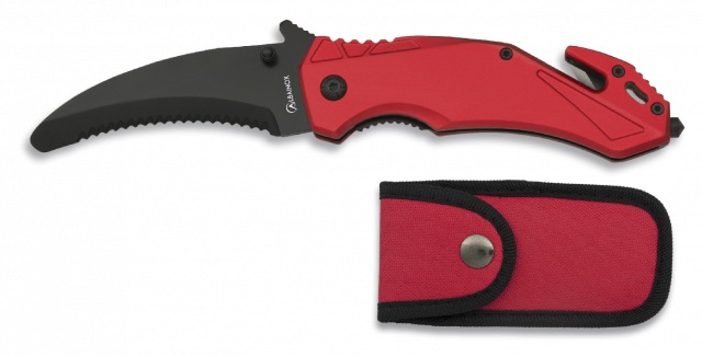 Couteau rouge pliant sécurité ALBAINOX avec lame inox 8.5 cm