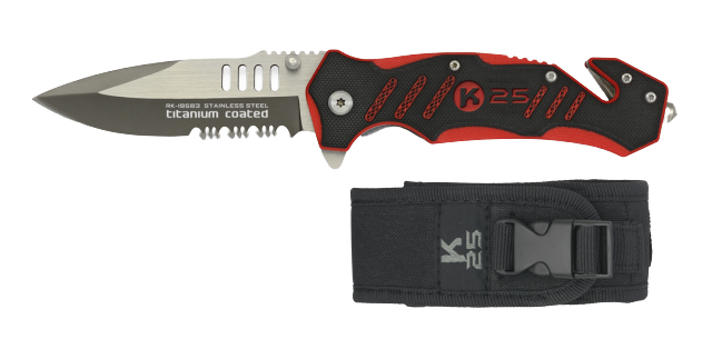Couteau pliant K25 G10 rouge et noir vue générale