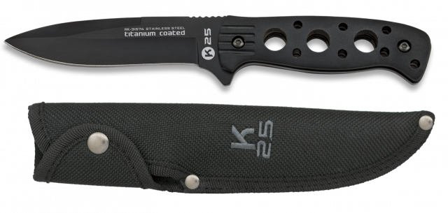 Couteau poignard tactical K25 lame 12 cm en acier inoxydable avec manche aluminium