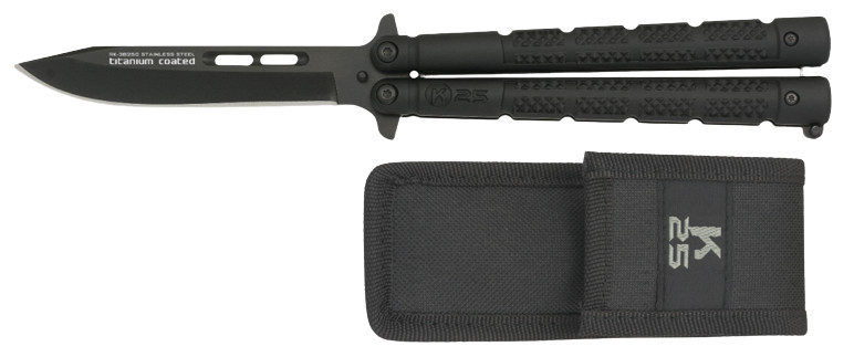Couteau papillon K25 noir avec revêtement titane