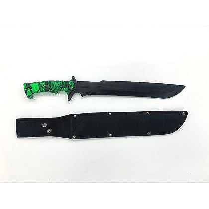 Machette lame droite avec manche ABS vert et étui nylon
