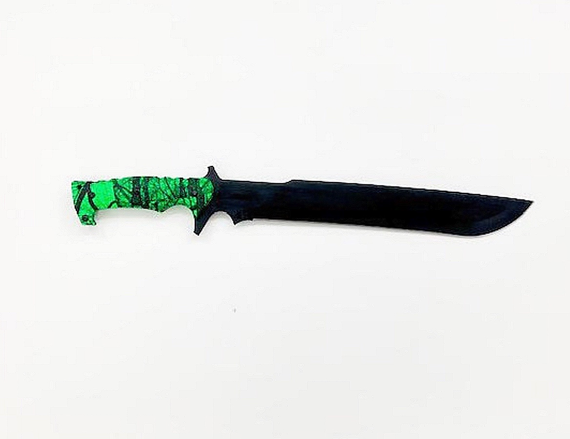 Machette 55 cm manche vert en acier inoxydable noir carbone