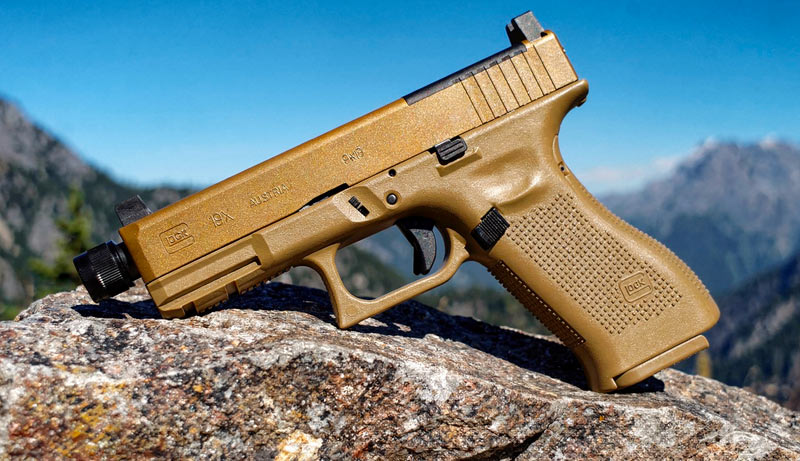 Vue du Glock 19X MOS CO2 calibre 4,5 mm BBs coloris coyote
