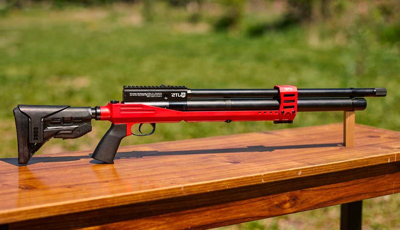 Carabine PCP JTS Airacuda PRS Max Rouge calibre 5.5 mm vue complète