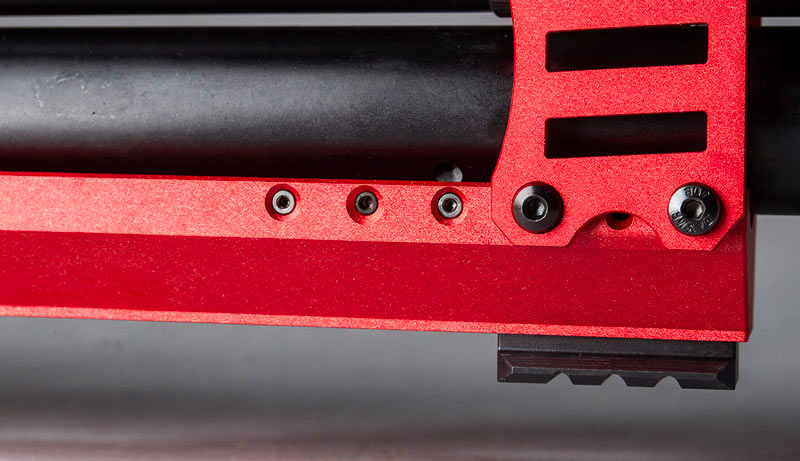 Rail Picatinny et crosse réglable de la JTS Airacuda PRS Max Rouge
