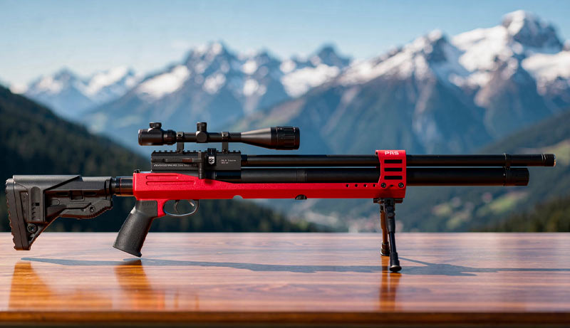 Vue détaillée du châssis aluminium de la JTS Airacuda PRS Max Rouge