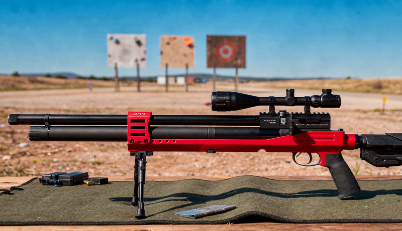 Carabine JTS Airacuda PRS Max Rouge PCP calibre 5.5 mm avec lunette et bipied