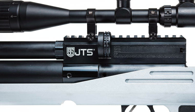 Détails réglables de la carabine JTS Airacuda PRS Max Argent PCP