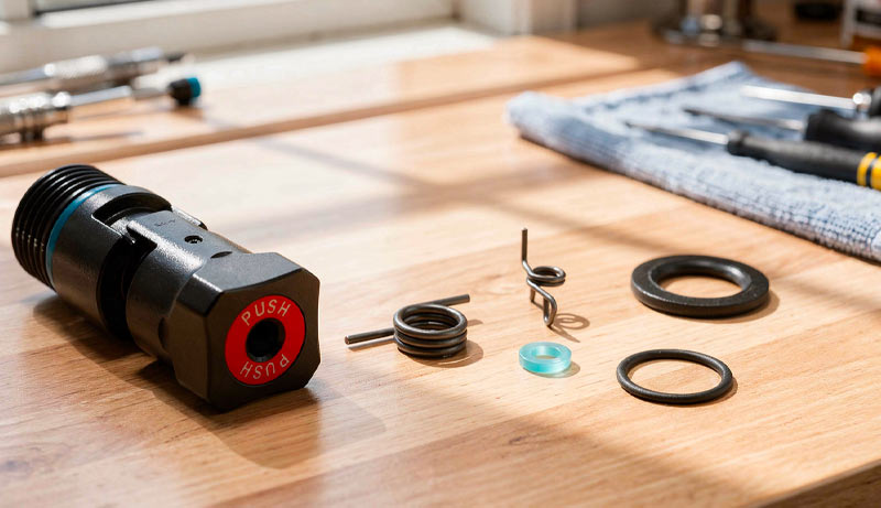 Pièces internes du kit d’entretien T4E TPX50 avec joints de valve et ressorts