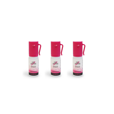 Lot de 3 x Bombes lacrymogènes roses 17 ml Gel poivre