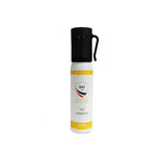 Bombe lacrymogène blanche de 25 ml au gaz CS, bandeau jaune et capuchon noir à clip