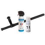 Tonfa noir Cobra, bombe lacrymogène blanche de 100 ml au gel CS et flacon de décontaminant CS