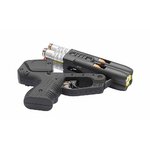 Pistolet JPX4 ouvert, bloc canon basculé, cartouches visibles à l’arrière