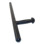 Tonfa noir vu en perspective, côté poignée latérale et partie courte striée
