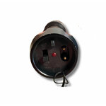 Culot de la lampe shocker : interrupteur, témoin rouge, bouton et prise de charge à deux broches