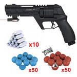 Pack CP300 : revolver avec micro laser sous le canon, dix capsules de CO2, billes bleues et billes Titan rouges
