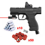 Pack Beeman BP50 : pistolet avec viseur reflex et micro laser, dix capsules de CO2 et billes Titan rouges