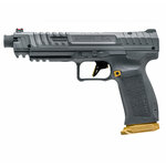 Pistolet Canik SFX Rival Compétition gris vu du côté gauche, détente et talon de chargeur dorés