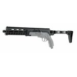 Kit de conversion carabine CCK noir monté sur un revolver T4E TR50 représenté en gris, crosse dépliée