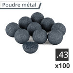 Dix billes gris anthracite à poudre métallique en calibre .43, dont une coupée en deux