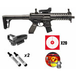 Pack Sig Sauer MPX : carabine noire avec viseur point rouge, 20 cibles, 2 cartouches de CO2 et plombs Cobra