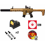 Pack Sig Sauer MCX Air Gen2 sable : carabine avec viseur reflex, 20 cibles, 2 cartouches de CO2 et plombs Cobra