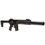 Carabine Sig Sauer MCX Gen 2 noire vue de trois quarts avant droit, hausse et guidon relevés