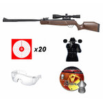 Pack Crosman Mag Fire Trailhawk : carabine à crosse bois avec lunette, 20 cibles, cible silhouette, lunettes et plombs Cobra