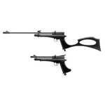 Artemis CP2 noir présenté en carabine avec crosse et canon long, puis en pistolet