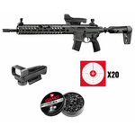 Pack Sig Sauer MCX Virtus PCP : carabine avec viseur monté, viseur seul, boîte de plombs Gamo Pro Magnum, 20 cibles