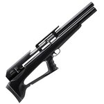 Snowpeak P35 vue en biais, canon vers le haut, levier de culasse latéral et poignée pistolet