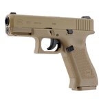 Pistolet Glock 19X coyote vu de trois quarts avant, côté gauche