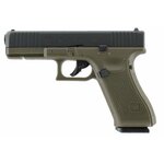Glock 17 Gen5 Battlefield Green vu du côté gauche, carcasse verte et culasse noire