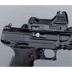 Détail du côté droit du Racegun : fenêtre de culasse, détente et montage du viseur
