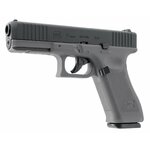 Glock 17 Gen5 Tungsten Gray vu de trois quarts avant, rail sous le canon