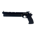 Pistolet PCP Artemis PP700S-A noir vu du côté gauche, réservoir d’air sous le canon