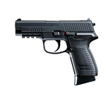 Pistolet CO2 Umarex HPP noir vu du côté gauche, sigle H·P·P sur la glissière et crosse marquée Umarex