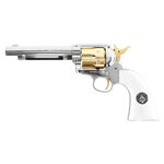 Revolver CO2 Colt Smoke Wagon vu du côté gauche, plaquettes blanches à médaillon