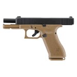 Glock 17 Gen5 French Edition, culasse noire en position arrière et canon apparent