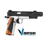Vorsk CS Defender Pro MEU bicolore vu du côté droit, compensateur noir en bout de canon